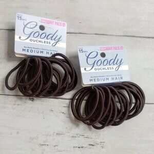 Goody Ponytail Hair Ties Ouchless Elastics Holders Brown Economy Pack Lot